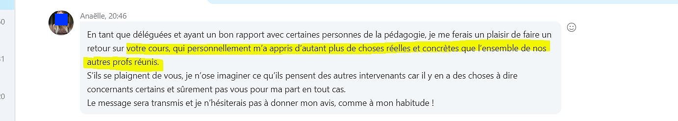 Cours "Négociation B toB" /avis des anciens élèves