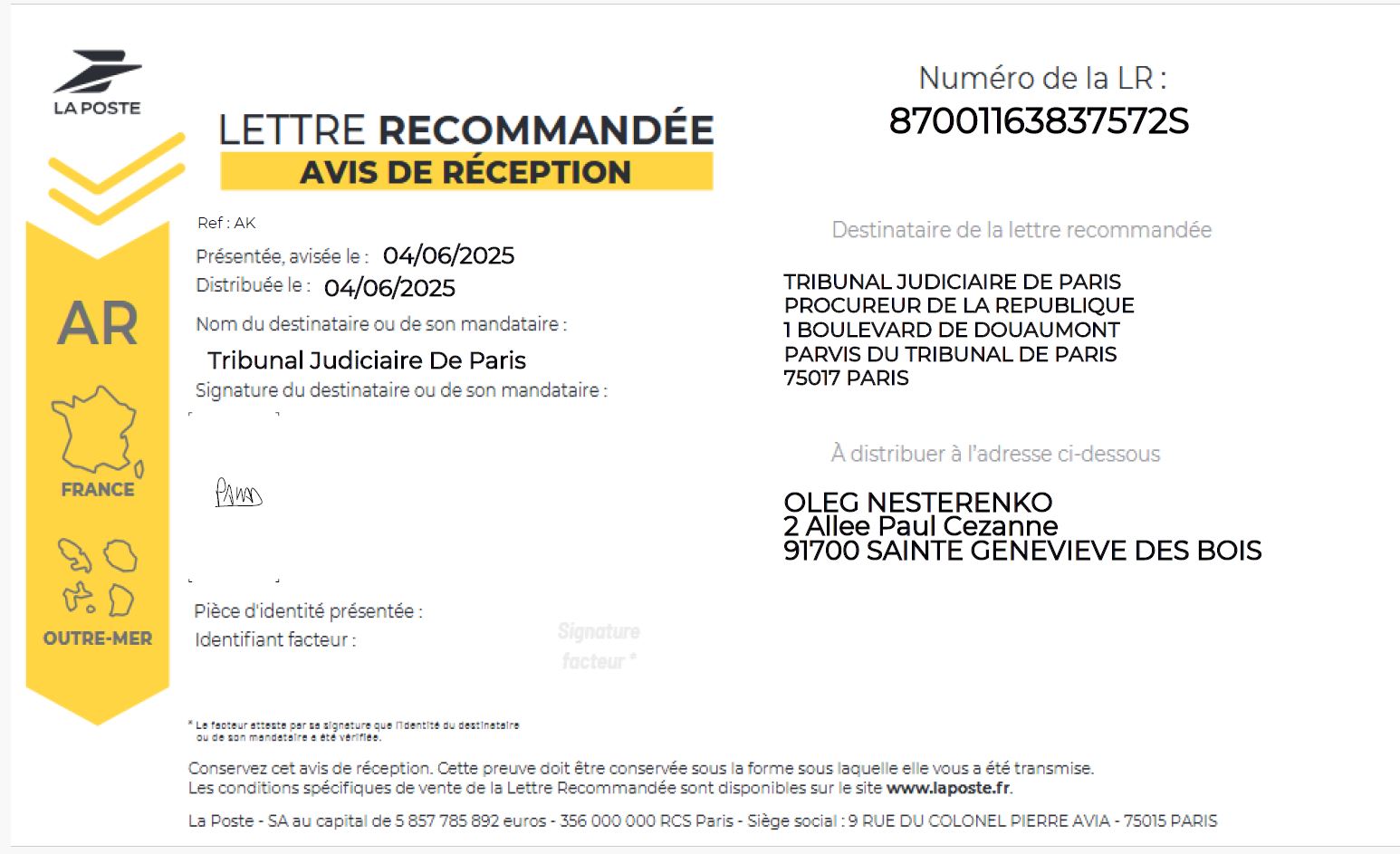 Dépôt de plainte contre RSF et Arnaud Froger /01.06.2025