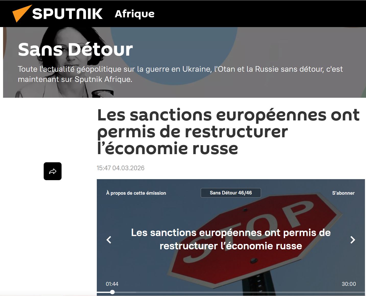 radio Sputnik Afrique : sanctions européennes ont restructure économie russe